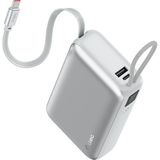 Ttec Recharger Pro LCD 20.000MAH Pd 45W Usb-C Makaralı Kablolu Taşınabilir Hızlı Şarj Aleti / Powerbank - Gümüş
