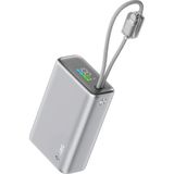 Ttec Recharger Pro Max Tft 20.000MAH Pd 45W Usb-C ve Lightning Dahili Kablolu Taşınabilir Hızlı Şarj Aleti Powerbank - Gümüş