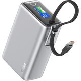 Ttec Recharger Pro Max Tft 25.000MAH Pd 100W Usb-C Dahili Kablolu Taşınabilir Hızlı Şarj Aleti / Powerbank 2BB274G - Gümüş