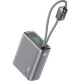 Ttec Recharger Pro Tft 10.000MAH Pd 20W Usb-C ve Lightning Dahili Kablolu Taşınabilir Hızlı Şarj Aleti Powerbank Uzay Grisi 2BB278UG