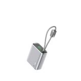 Ttec Recharger Pro Tft 10.000mah Pd 35w Usb-c Ve Lightning Dahili Kablolu Powerbank - Gümüş