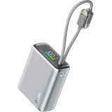Ttec Recharger Pro Tft 10.000MAH Pd 35W Usb-C ve Lightning Dahili Kablolu Taşınabilir Hızlı Şarj Aleti Powerbank 2BB279G - Gümüş