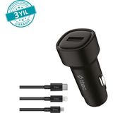 Ttec SmartCharger 2.4A Araç Şarj Aleti + Trio Kablo 2CKS30TS - Siyah