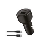 ttec SmartCharger Duo PD 48W Araç Hızlı Şarj Aleti USB-C+USB-A - USB-C-USB-C 3A Kablo Siyah 2CKP02CS