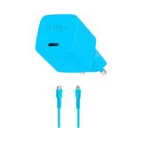 Ttec Smartcharger Gan 20W PD Seyahat Hızlı Şarj Aleti + USB-C - Lightning 120 cm Neon Mavi Kablo