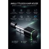 Ttlock Akıllı Kapı Kilidi Elektronik Silindir Şifreli Kartlı Mobil App Bluetooth Smart Lock Siyah - 120 m