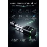TTLock Akıllı Kapı Kilidi Elektronik Silindir Şifreli Kartlı Mobil APP Bluetooth Smart Lock Siyah