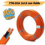 Ttr Cca Çok Telli 3X1.5 Mm 100 Metre Elektrik Kablosu Turuncu Renk Topraklı İletken Kablo H05vv-F