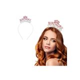 Ttt Kristal Taşlı Birthday Princess Yazılı Parti Tacı Pembe Renk