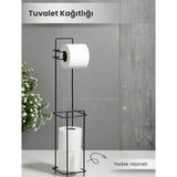 Ttt Siyah Standlı Yedek Hazneli Tuvalet Kağıtlığı