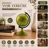 Ttt Yeşil Eskitme Dünya Biblosu - Metal - Küçük Boy - Dekoratif Süs Eşyası