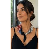 T&U Işıltı Dünyası Lacivert Bordo İncili Fular(İnci İçinde Mıknatis ile Açma Kapama Yapılabilir.)