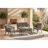 Tu Tienda Abant Alüminyum Ip Örgü 2 1 1 Bahçe Balkon Takımı,gri Ip Örgü/gri Kumaş - 60x90