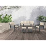 Tu Tienda Alüminyum Alaçatı 3+1+1+MASA(70*120)+2PUF Bahçe Balkon Mutfak Takımı - Krem