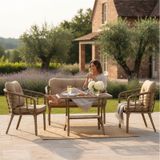 Tu Tienda Kartepe 2 1 1 Rattan Bahçe Balkon Takımı,saman Rattan/bej Kumaş SAMAN-BEJ