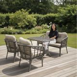 Tu Tienda Kartepe 2 1 1 Sehpa 60 90 Rattan Bahçe Balkon Takimi,antrasit Rattan/gri Kumaş Gri