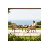 Tu Tienda KARTEPE 2 TEKLİ OTURAK+SEHPA(60*90) BAHÇE BALKON MUTFAK TAKIMI,BAMBU RATTAN / BEJ KUMAŞ