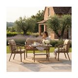 Tu Tienda Kartepe Alüminyum 2 1 1 Rattan Bahçe Balkon Takımı,saman Rattan/bej Kumaş - 60 x 90