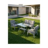 Tu Tienda KAŞ ALÜMİNYUM 2+1+1+SEHPA BAHÇE BALKON MOBİLYASI,GRİ RATTAN/GRİKUMAŞ