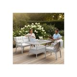 Tu Tienda KAŞ ALÜMİNYUM 3+1+1+MASA(80*140) RATTAN BAHÇE BALKON MUTFAK TAKIMI,KREM KUMAŞ/BEYAZ RATTAN