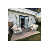 Tu Tienda KAŞ GALVANİZLİ 2+1+1+SEHPA BAHÇE BALKON MOBİLYASI,GRİ RATTAN/KREM KUMAŞ