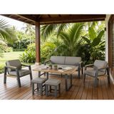 Tu Tienda Leo Alüminyum 3+1+1+MASA(80*140) Demonte Bahçe Balkon Mutfak Mobilyası,gri