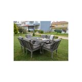 Tu Tienda MEDYA ALÜMİNYUM 6 SANDALYE+MASA(80*140) BAHÇE BALKON MUTFAK TAKIMI,GRİ