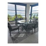 Tu Tienda MEDYA ALÜMİNYUM 6 SANDALYE+MASA(80*140) BAHÇE BALKON MUTFAK TAKIMI,GRİ