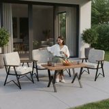 Tu Tienda MELİSA 2 1 1 MASA(70X120) BAHÇE BALKON MUTFAK TAKIMI,KREM