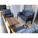 Tu Tienda Nergiz 2 1 1 Sehpa Bahçe Balkon Mobilyası,koyu Gri Gri