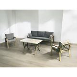 Tu Tienda Nergiz Kapiçino Metal 3 1 1 Masa Bahçe Balkon Mobilyası,kayrak Gri