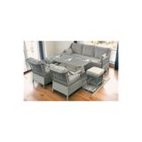 Tu Tienda PETRA 3+1+1+MASA+2PUF BAHÇE BALKON MOBİLYASI,GRİ RATTAN/VİZON KUMAŞ