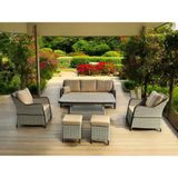 Tu Tienda Ravenna 3 1 1 Masa 2 Puf Bahçe Balkon Mobilyası,sütlü Kahve - Krem - Sarı