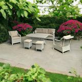 Tu Tienda Ronda Alüminyum 3+1+1+2puf+Masa Rattan Bahçe Balkon Mobilyası Beyaz Örgü,vizon