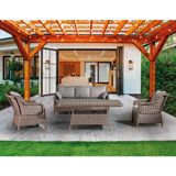 Tu Tienda Ronda Alüminyum 3+1+1+Masa(80*140)+2Puf Rattan Bahçe Balkon Mobilyası,Sütlü Kahve Kumaş / Kahverengi Örgü