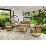 Tu Tienda Tire 2 1 1 Masa Tekli Salıncak Bahçe Balkon Mobilyası,bambu-saman Kahverengi