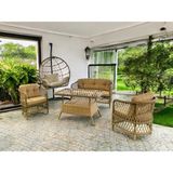 Tu Tienda Tire 2 1 1 Masa Tekli Salıncak Bahçe Balkon Mobilyası,SAMAN - Bambu Rengi