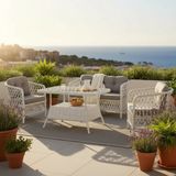 Tu Tienda TİRE ALÜMİNYUM 2 1 1 MASA RATTAN BAHÇE BALKON MOBİLYASI,BEYAZ RATTAN/GRİ KUMAŞ - TİRE RATTAN 2+1+1+MASA BAHÇE TAKIMI,KAYRAK GRİ