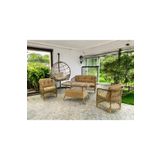 Tu Tienda TİRE ALÜMİNYUM 2+1+1+MASA(70*120)+TEKLİ SALINCAK BAHÇE BALKON MUTFAK TAKIMI,BAMBU RATTAN/BEJ KUMAŞ