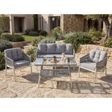 Tu Tienda Üsküdar Alüminyum Ip Örgülü 2+1+1+MASA(70*120) Bahçe Balkon Mutfak Takımı - Gri