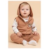 Tuabella %100 Pamuk 3'lü Erkek Bebek Takımı (Çıtçıtlı Badi + Yelek + Alt)