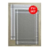 Tuable Kareli 2'li Mutfak Kurulama Bezi Set 45x65cm Gri/Beyaz Gri-Beyaz