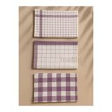 Tuable Monika 3’lü Lila Pamuklu Set Kurulama Bezi 45x65 cm – Su Emici, Yumuşak, Renkli Mutfak Havlusu