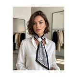 tuaipek Black And White Paisley Desen Kravat/Fular