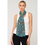 tuaipek BLUE BLOSSOM Desen Şık & Zarif Kadın Aksesuarı Saten Fular 30x165cm