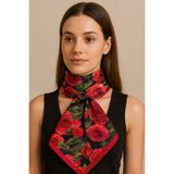tuaipek Rose Fantasy Desen Kadın Saten Fular 30x165cm