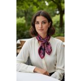 tuaipek ROSE Noir Desen Şık & Zarif Kadın Aksesuarı Saten Fular 30x165cm