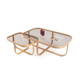 Tual İkili Set Orta Sehpa, Meşe Bronz Cam