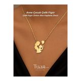 Tuan Collection Anne Çocuk Kolye Gold Çelik Zirkon Altın Kaplama Kolye Anneler Günü