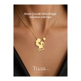Tuan Collection Anne Kız Çocuk İsim Kolye Gold Çelik Lak Altın Kaplama Kişiselleştirilebilir Kolye